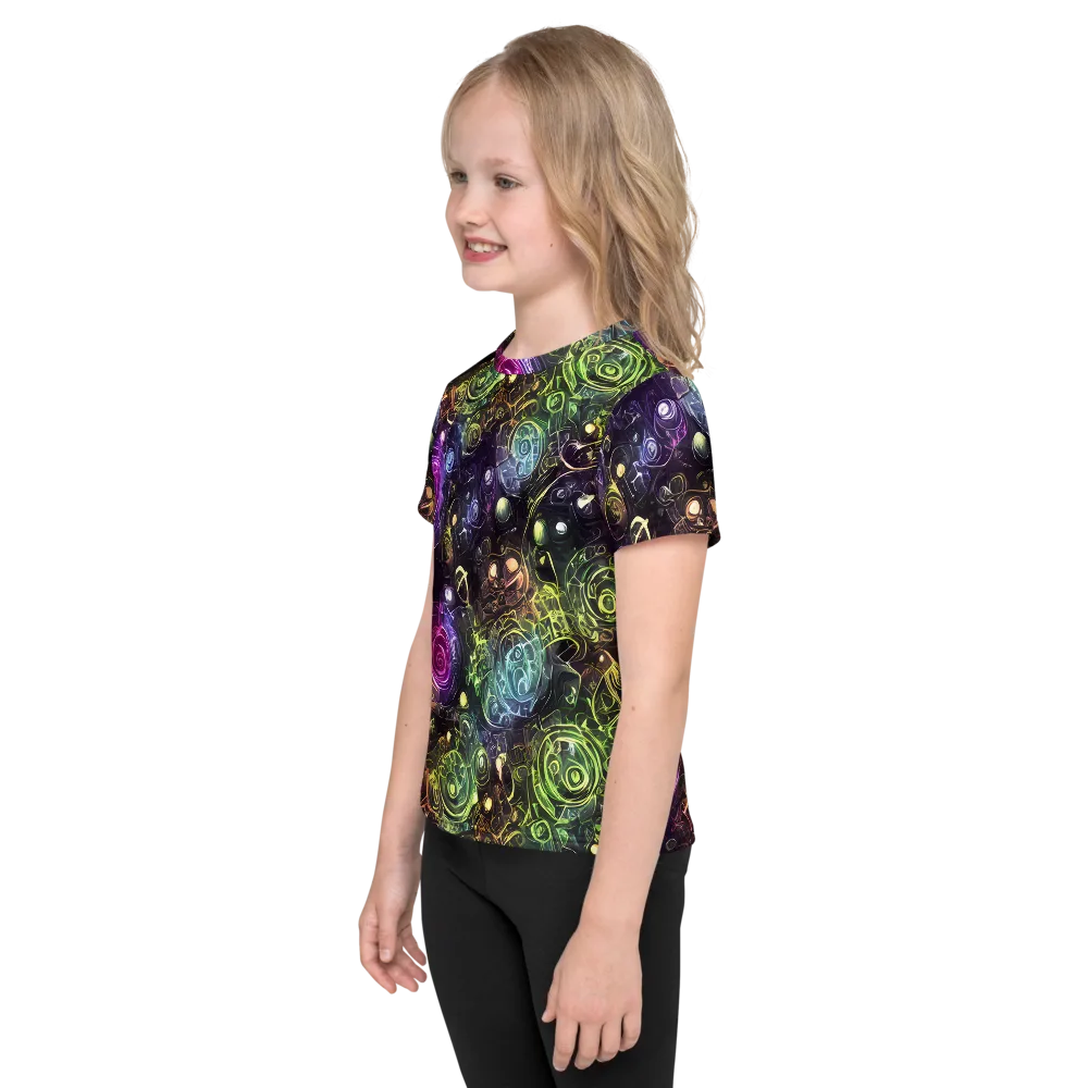 Neon Rosarium on Kids Crew Neck T-Shirt — Left