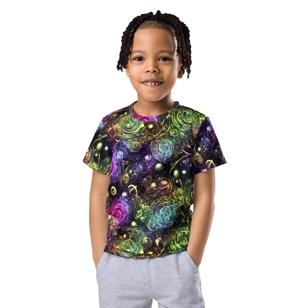 Neon Rosarium on Kids Crew Neck T-Shirt — Front