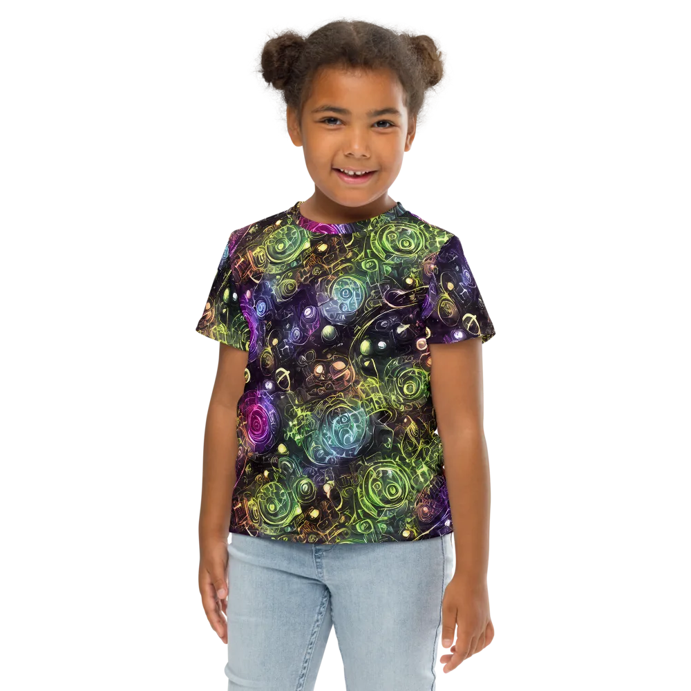 Neon Rosarium on Kids Crew Neck T-Shirt — Front