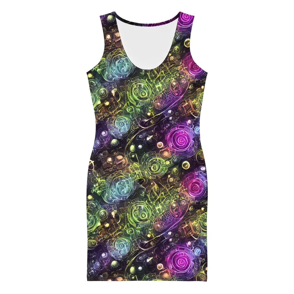 Neon Rosarium on Bodycon Dress — Front