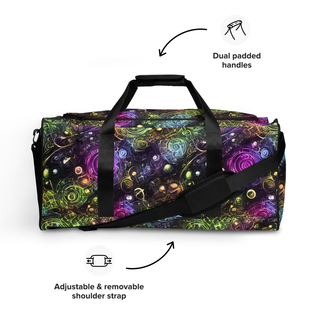 Neon Rosarium on Duffle Bag — Front
