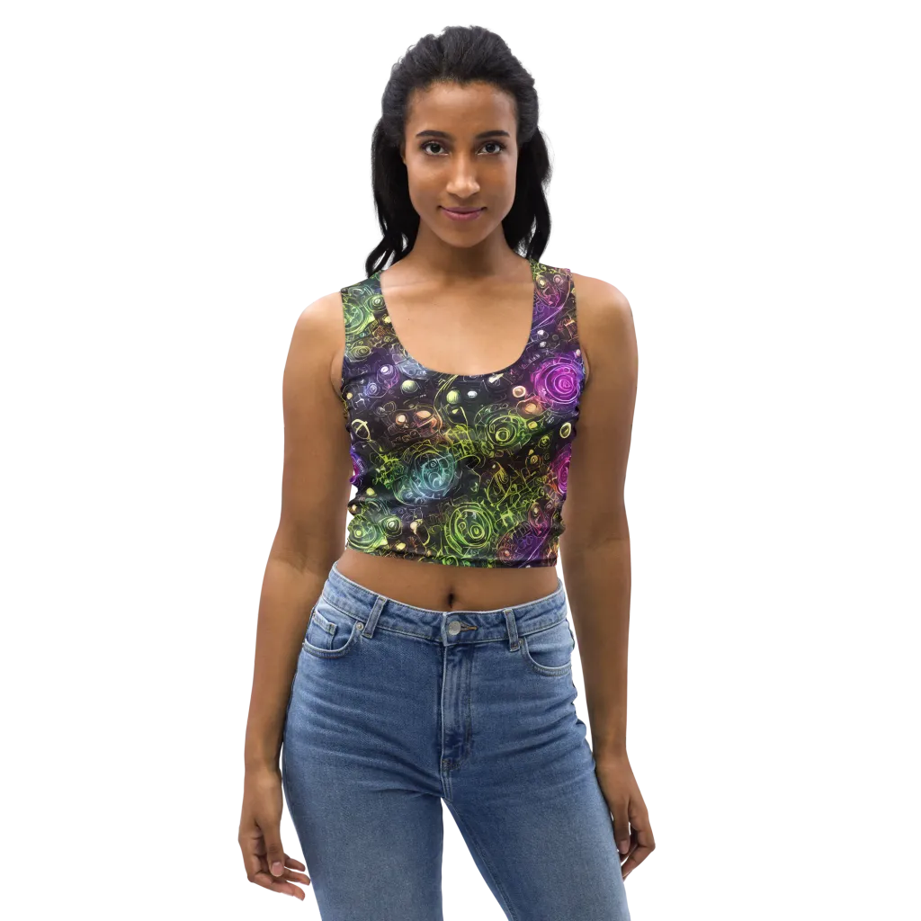 Neon Rosarium on Crop Top — Front