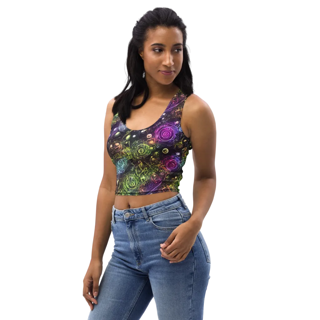 Neon Rosarium on Crop Top — Left Front