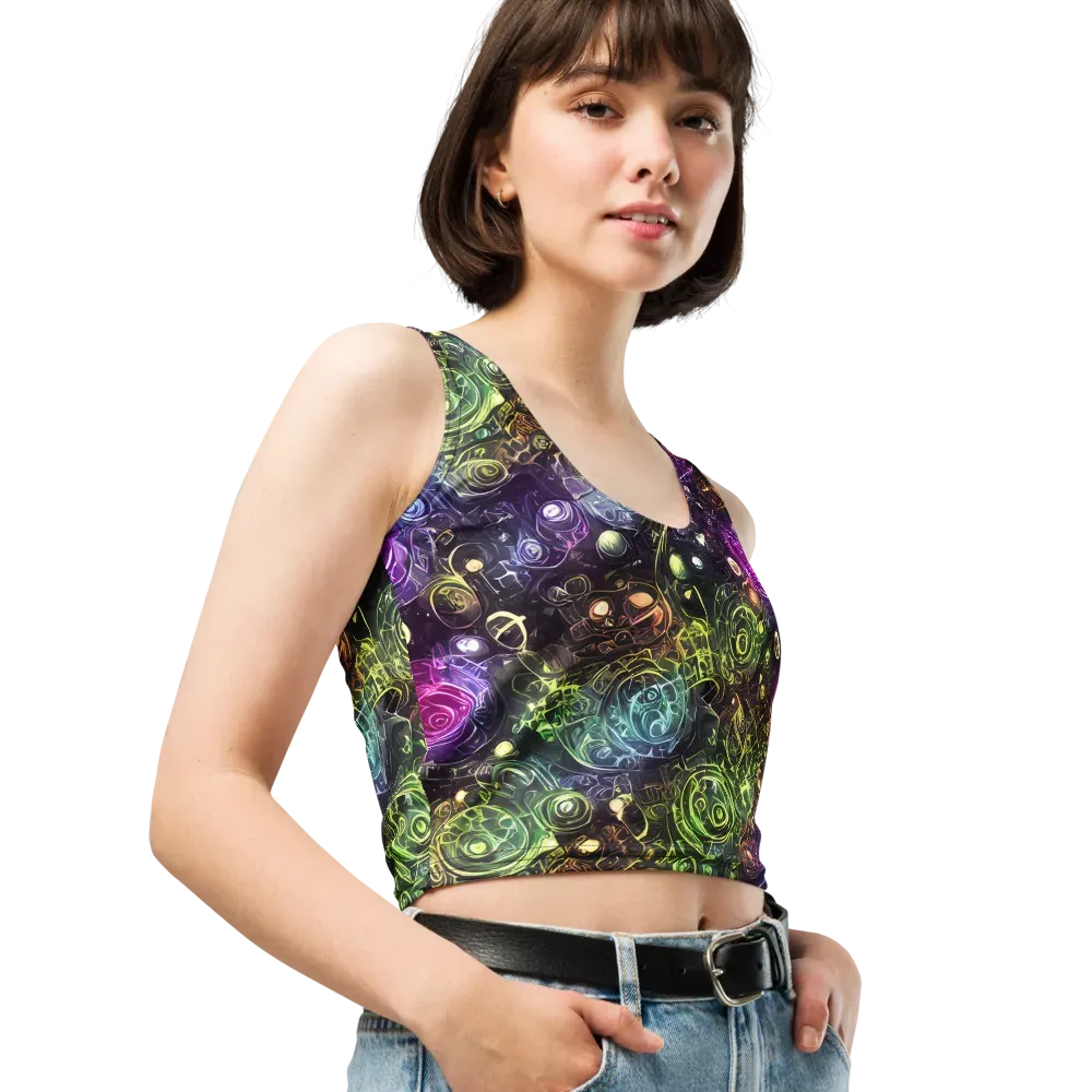 Neon Rosarium on Crop Top — Right Front