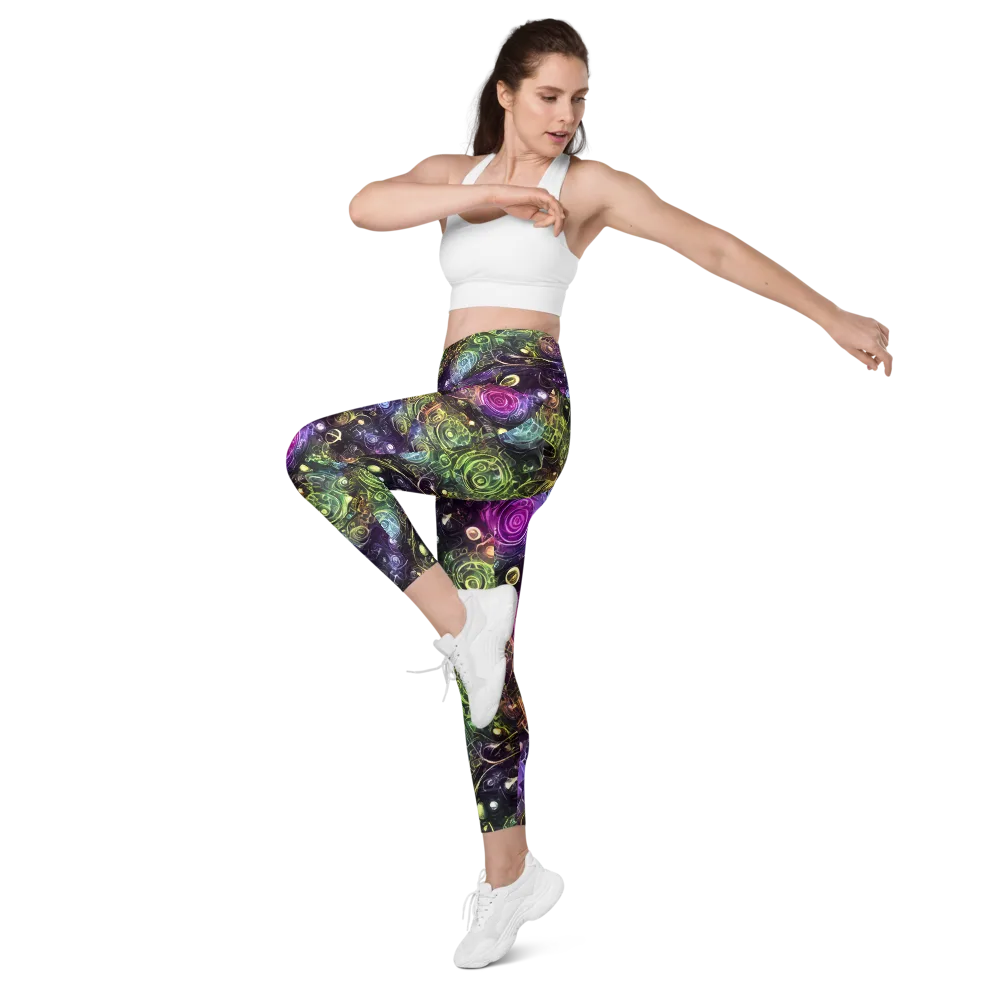 Neon Rosarium on Leggings with Pockets — Left Front