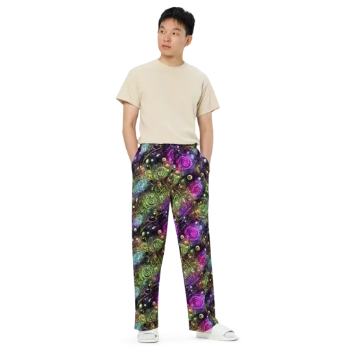 Neon Rosarium on a Wide-Leg Pants