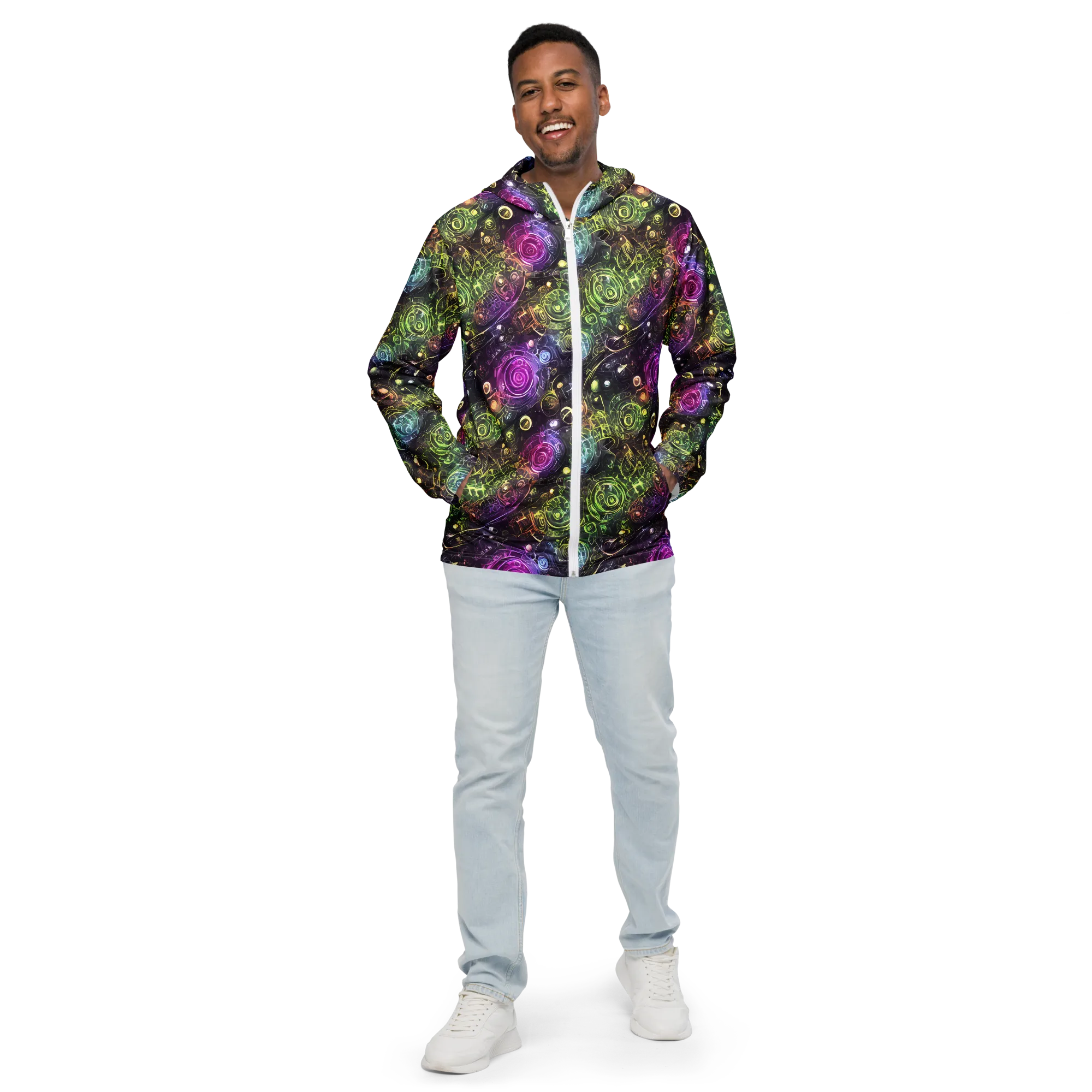 Neon Rosarium on Men's Windbreaker — Front
