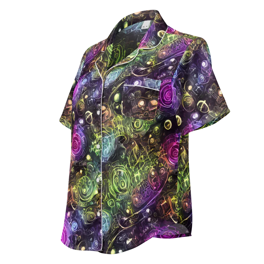Neon Rosarium on Women's Short Sleeve Pajama Top — Left Front