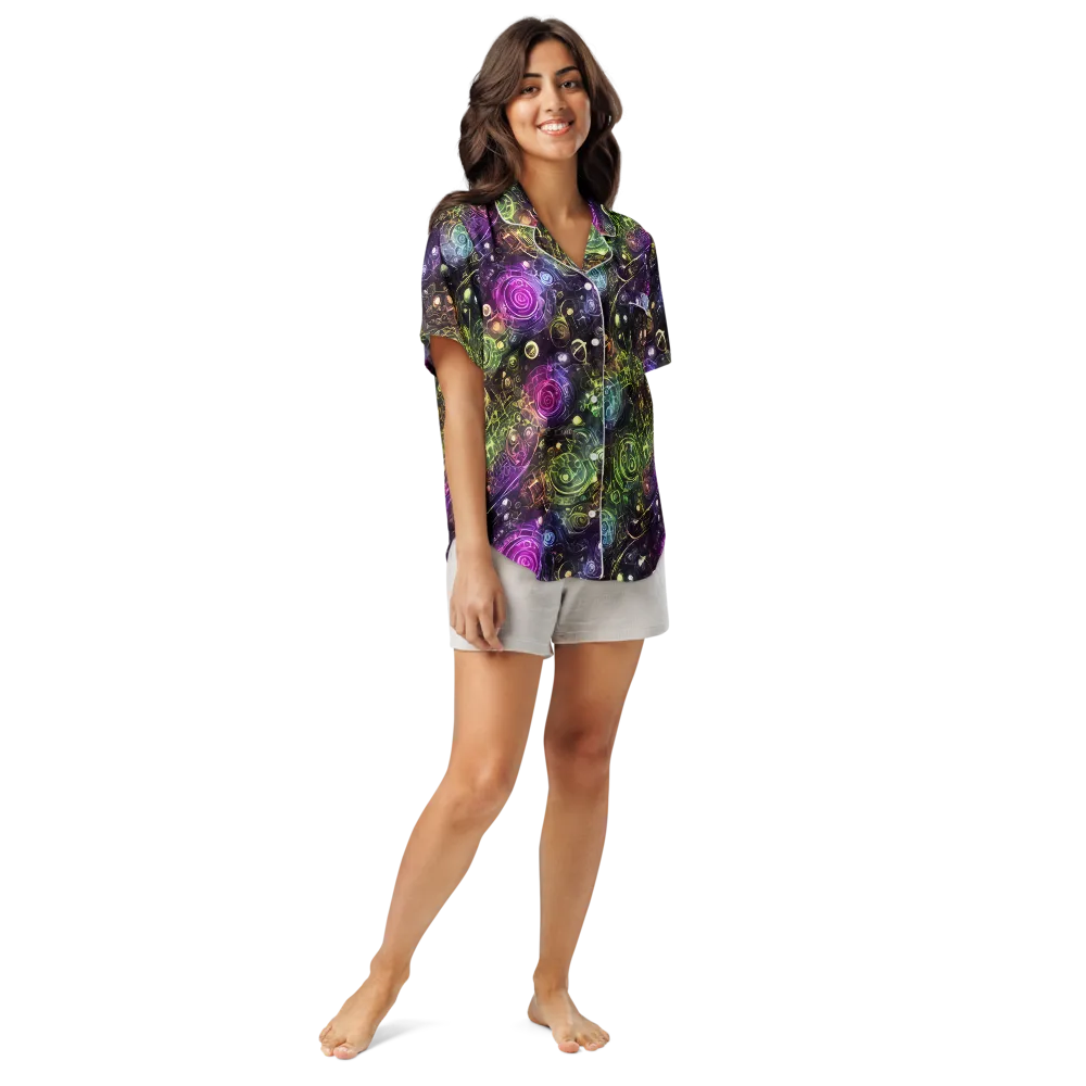 Neon Rosarium on Women's Short Sleeve Pajama Top — Front