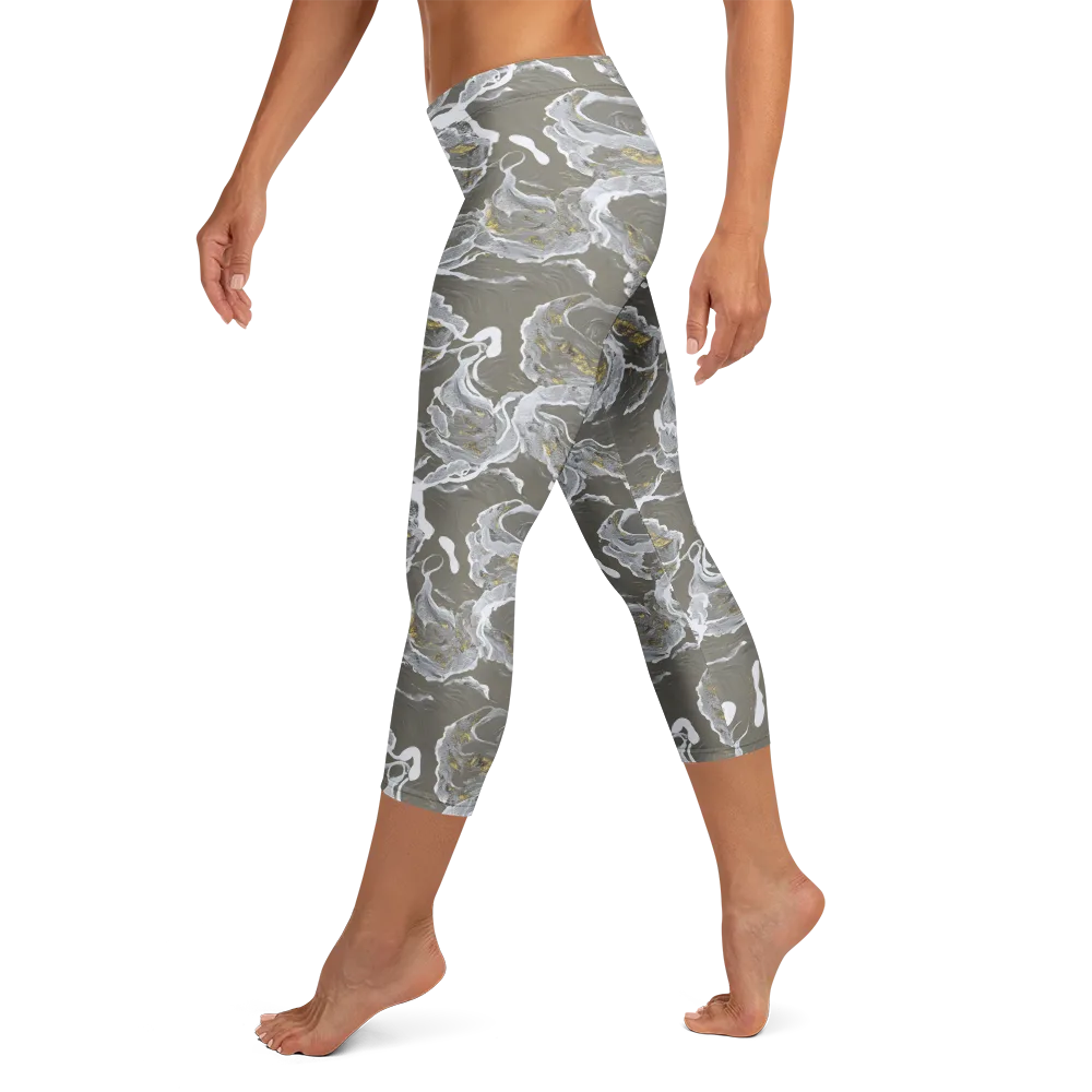 Gilded Koi on Capri Leggings — Left