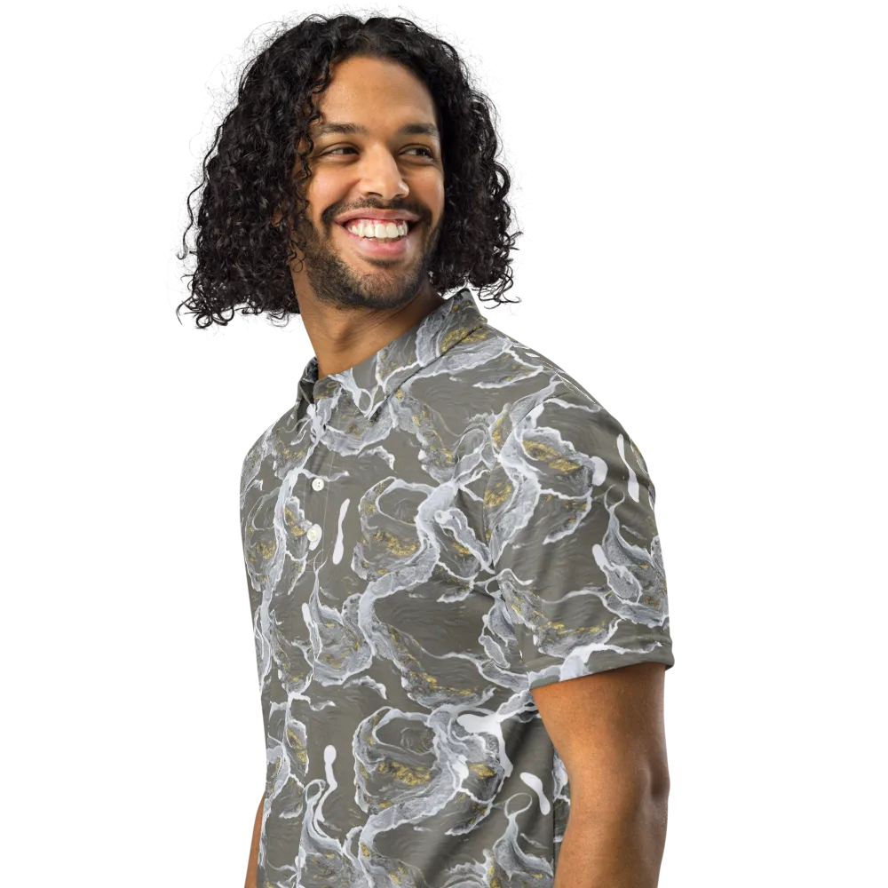 Gilded Koi on Men's Slim Fit Polo Shirt — Left Front