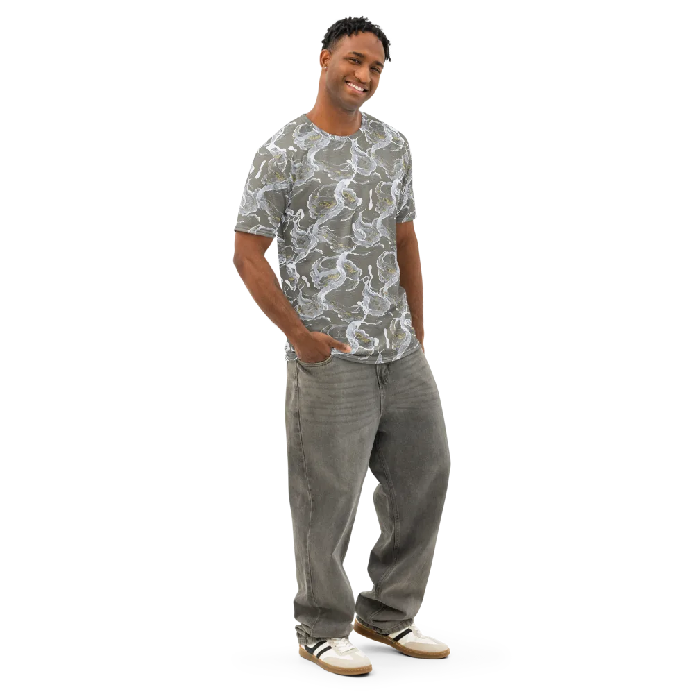 Gilded Koi on Men's Cotton Crew Neck T-Shirt — Right Front