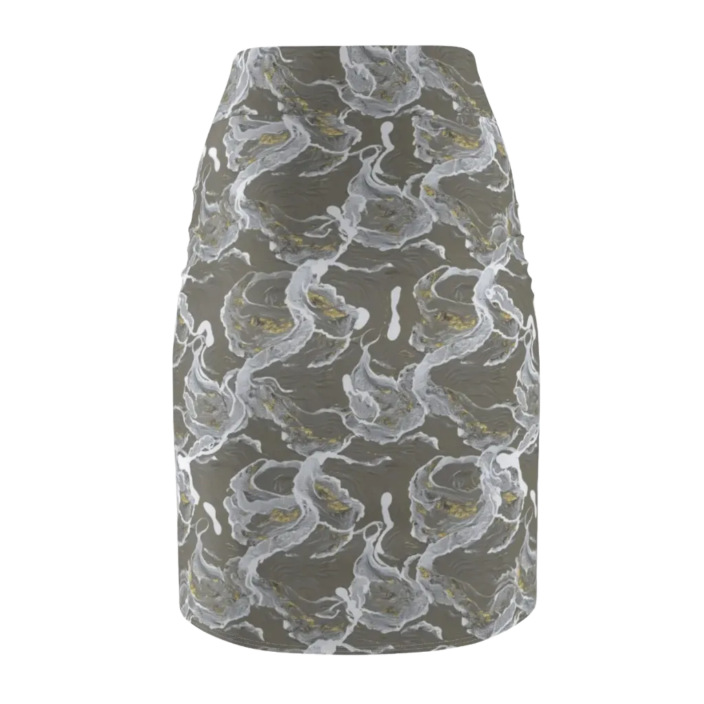 Gilded Koi on Pencil Skirt — Back