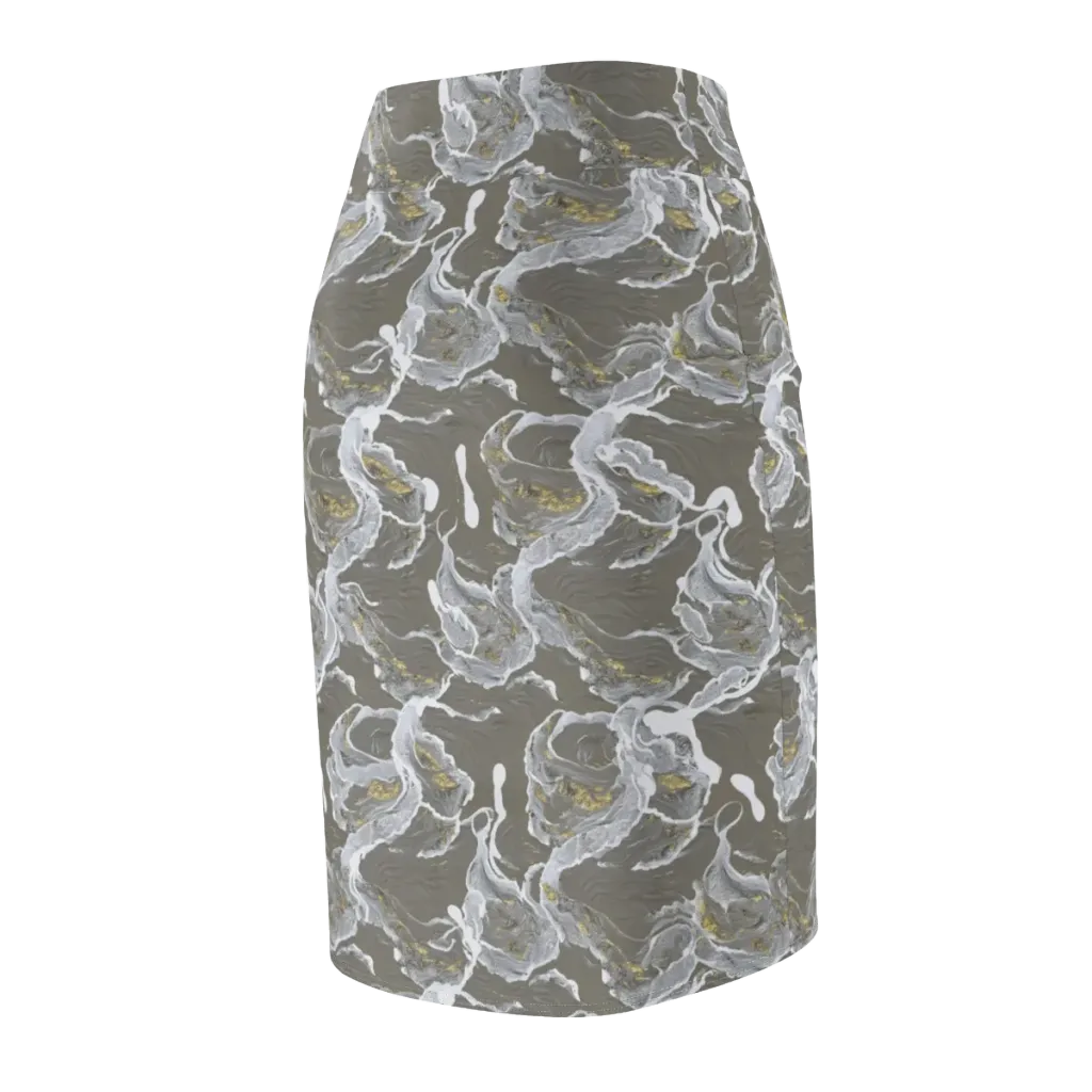 Gilded Koi on Pencil Skirt — Back Side