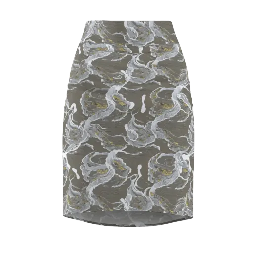 Gilded Koi on a Pencil Skirt
