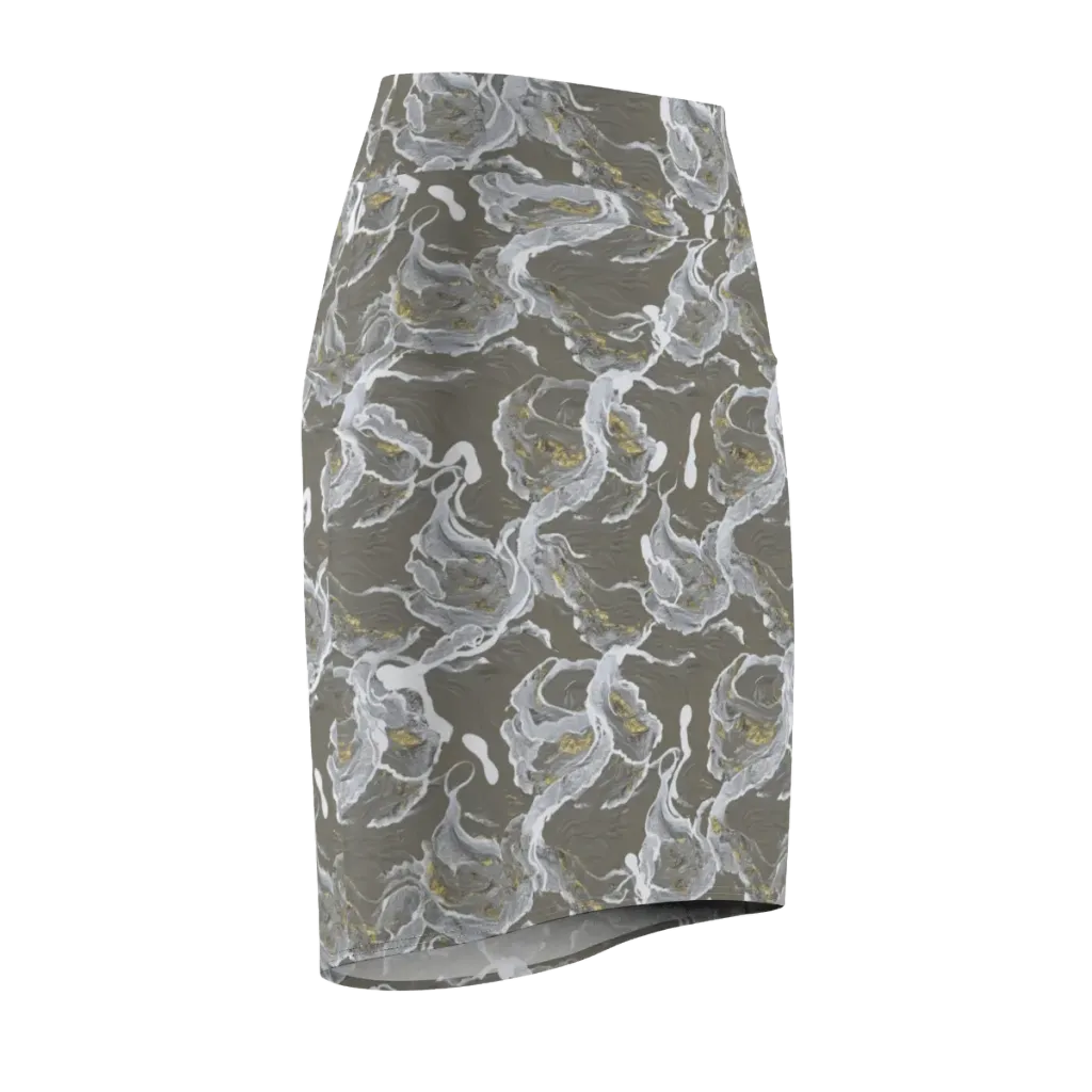 Gilded Koi on Pencil Skirt — Front Side