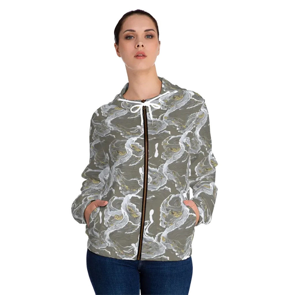 Gilded Koi on Women's Full-Zip Hoodie — Front On Person