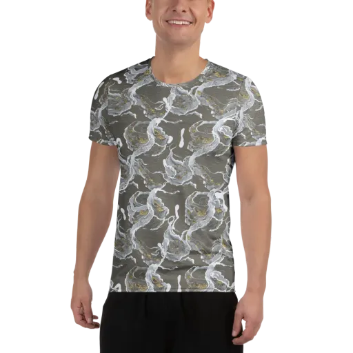 Gilded Koi on a Men's Athletic T-Shirt