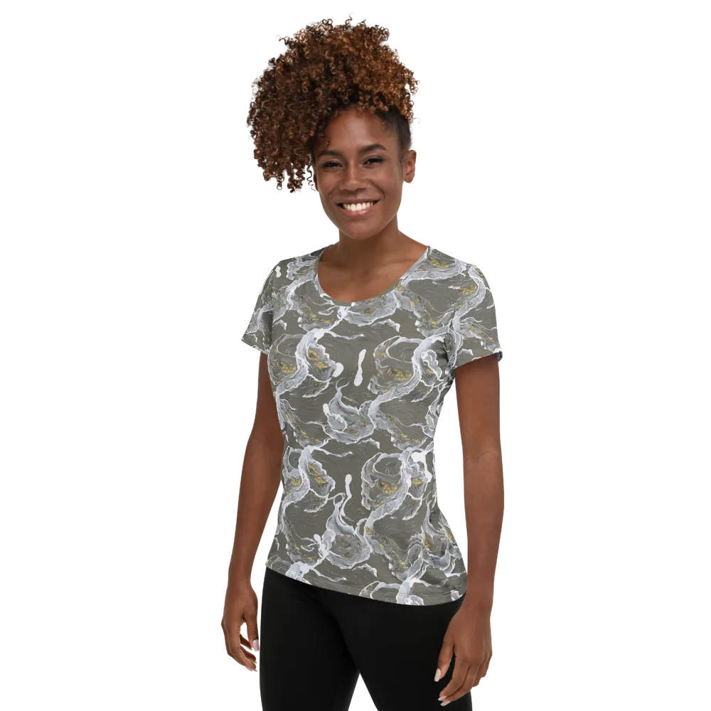 Gilded Koi on Women's Athletic T-Shirt — Left