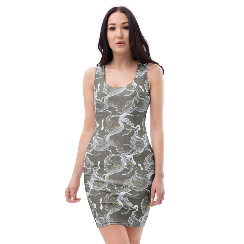 Gilded Koi on Bodycon Dress — Front