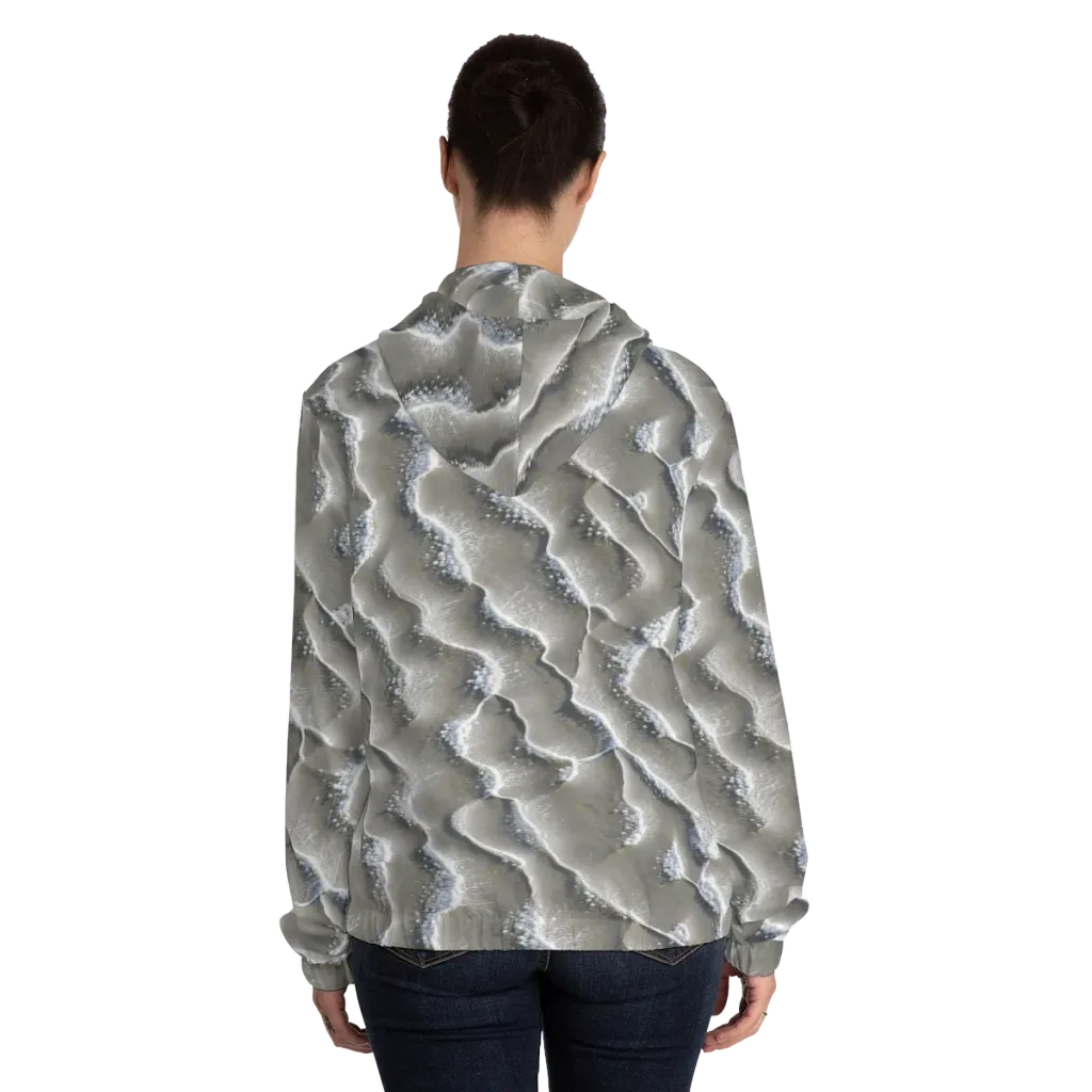 Moonlit Shoals on Women's Full-Zip Hoodie — Back On Person