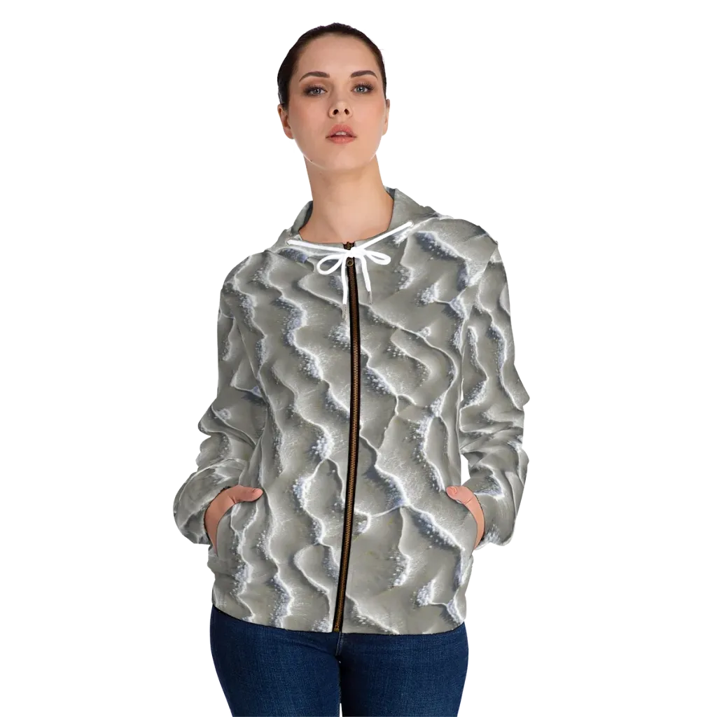 Moonlit Shoals on Women's Full-Zip Hoodie — Front On Person