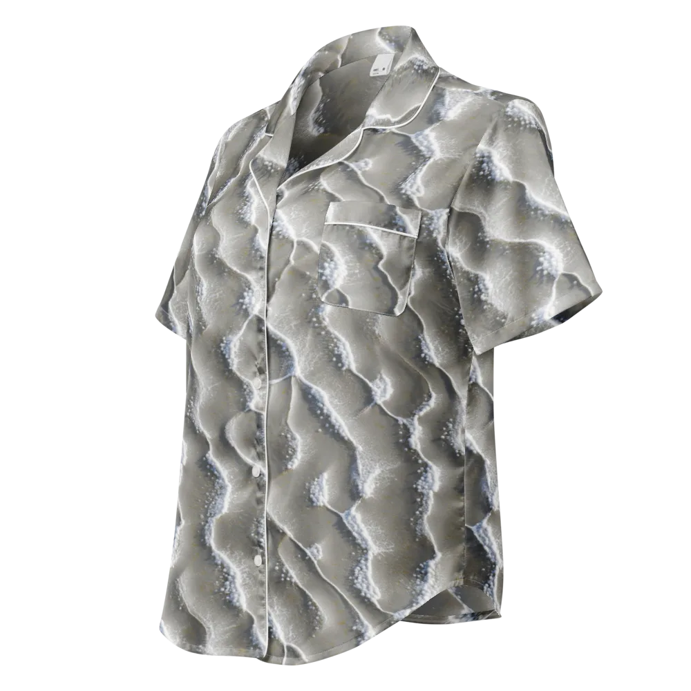 Moonlit Shoals on Women's Short Sleeve Pajama Top — Left Front