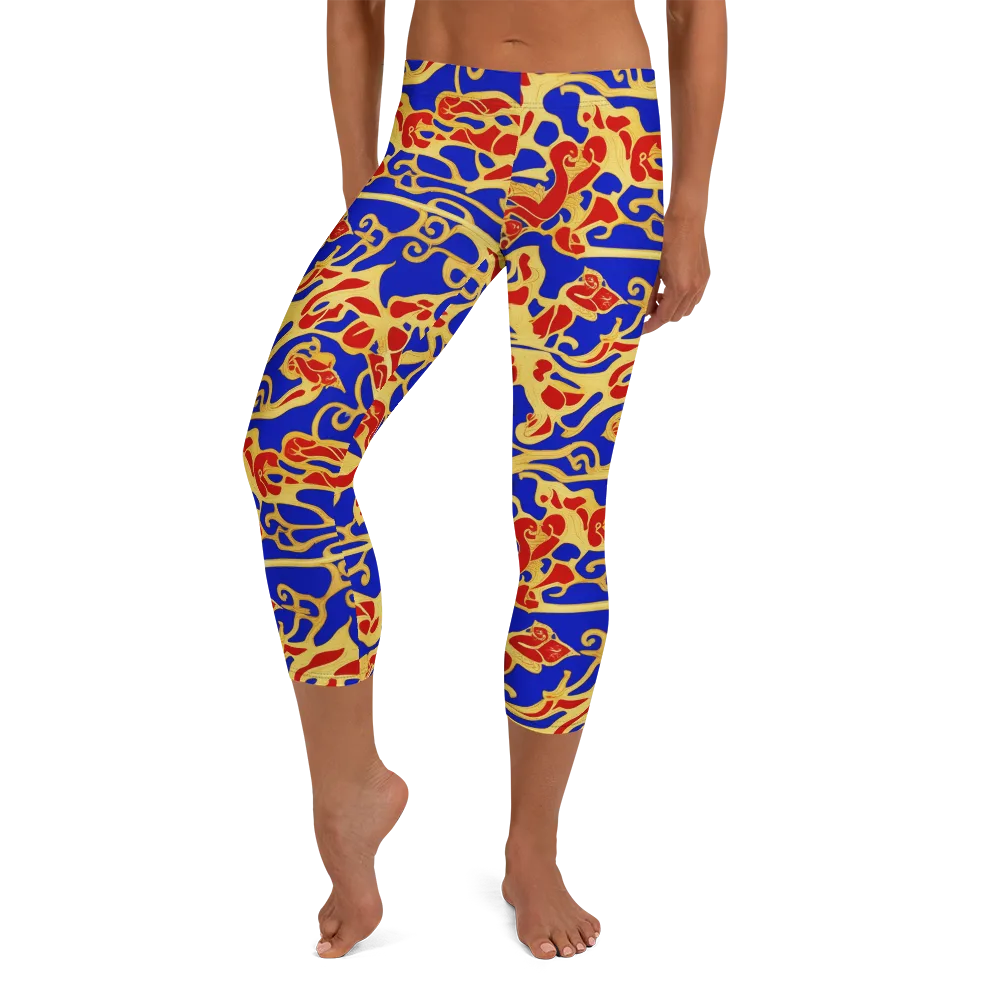Royal Flame on Capri Leggings — Front