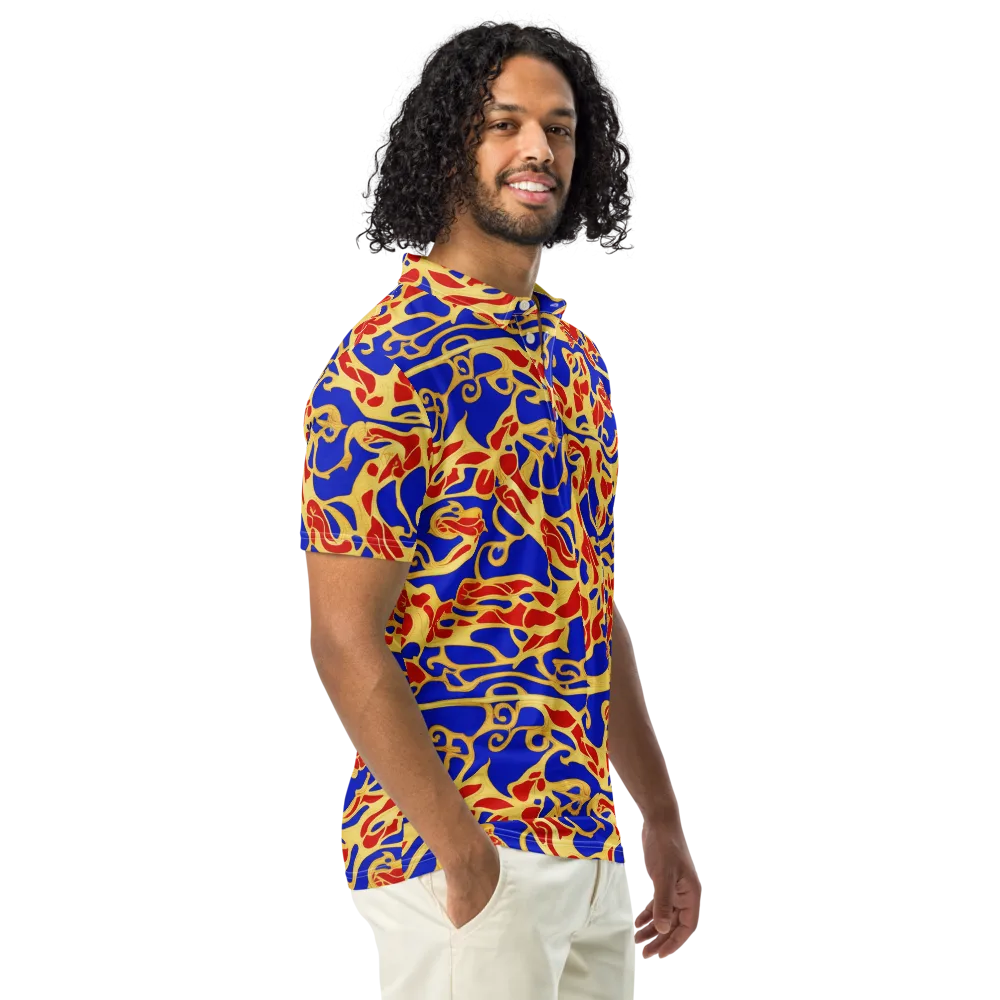 Royal Flame on Men's Slim Fit Polo Shirt — Right Front