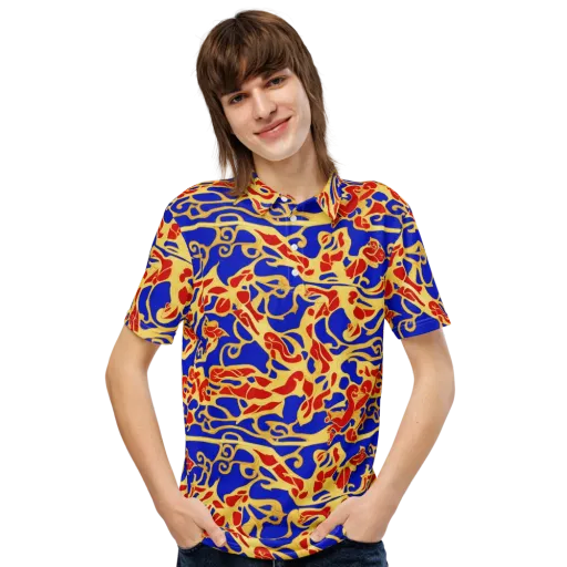 Royal Flame on a Men's Slim Fit Polo Shirt