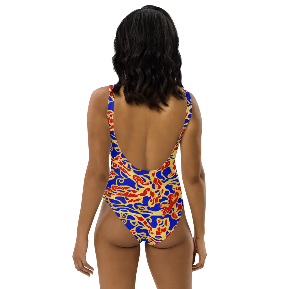 Royal Flame on One-Piece Swimsuit — Back