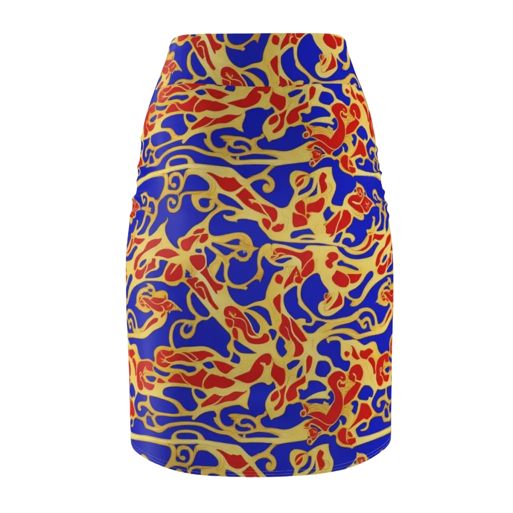 Royal Flame on Pencil Skirt — Back