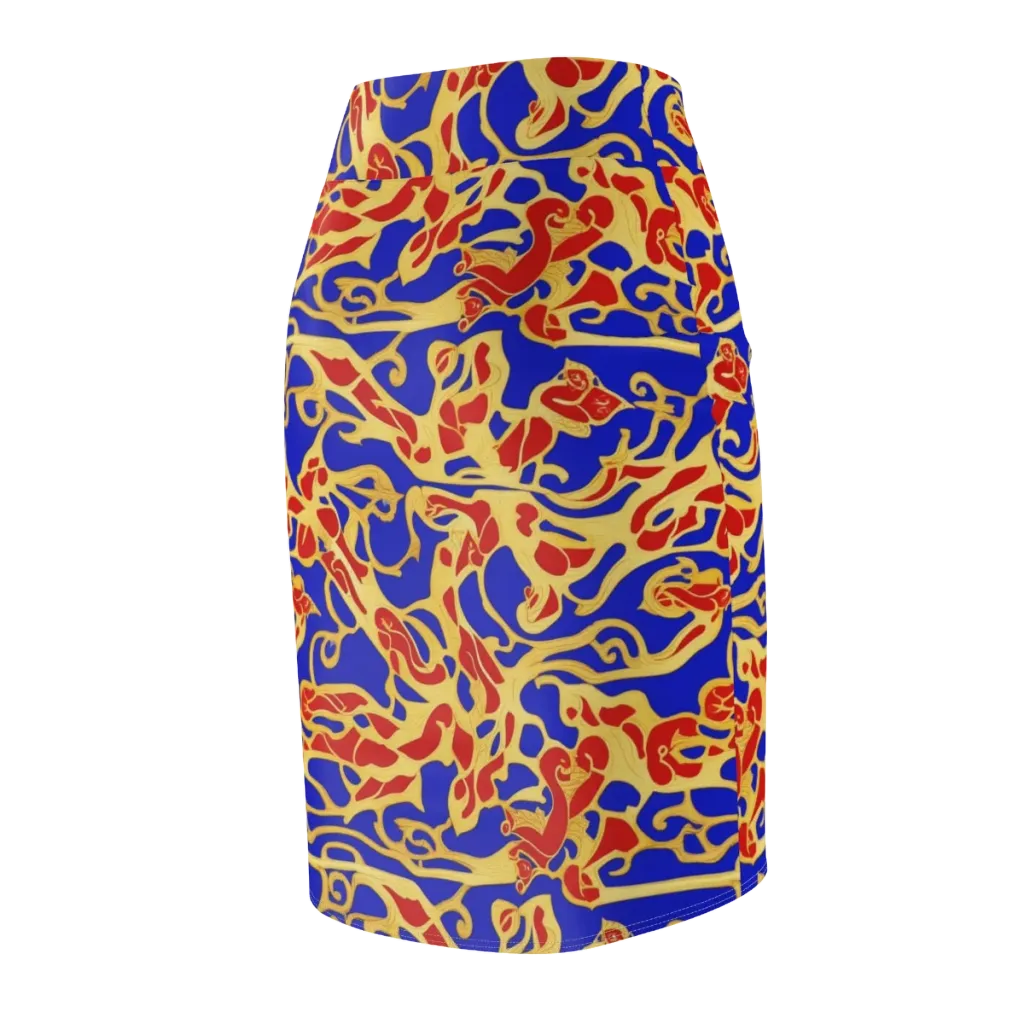 Royal Flame on Pencil Skirt — Back Side