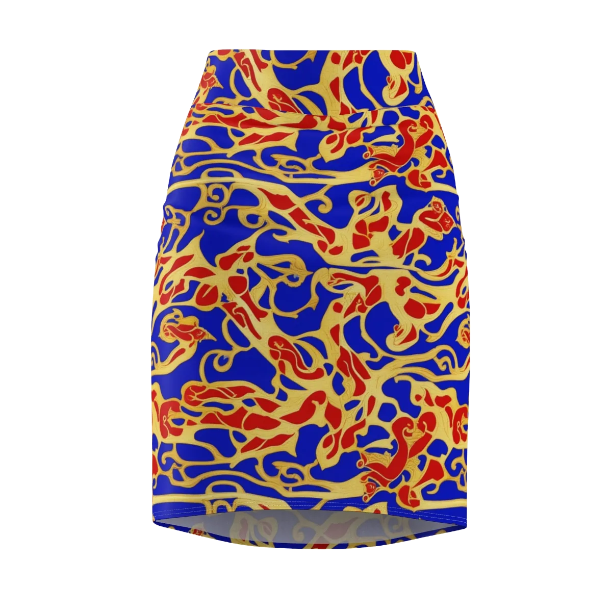 Royal Flame on Pencil Skirt — Front