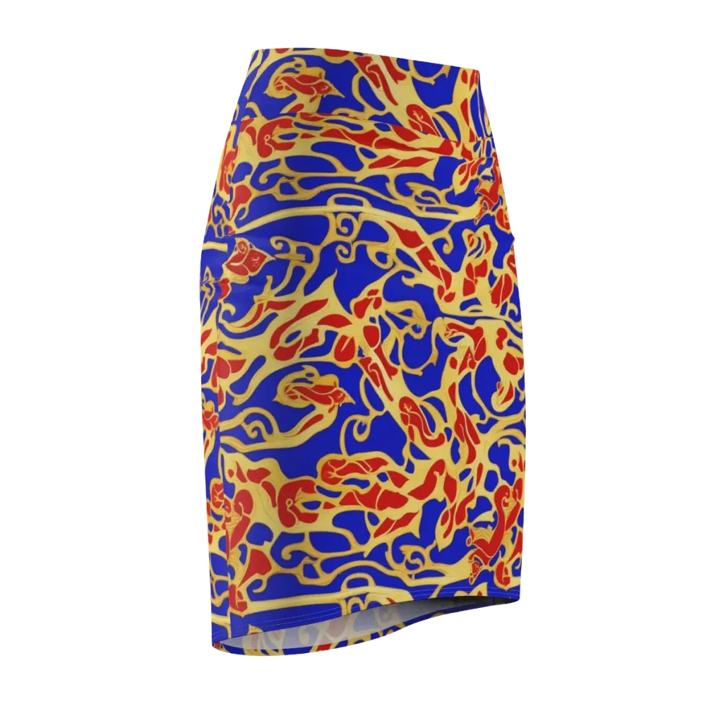 Royal Flame on Pencil Skirt — Front Side