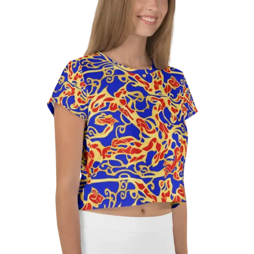 Royal Flame on a Crop Tee