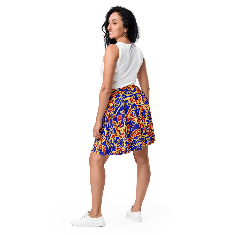 Royal Flame on Skater Skirt — Back