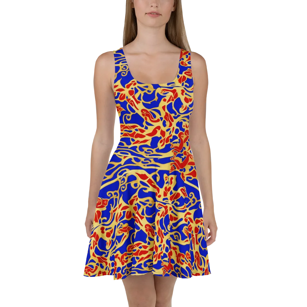 Royal Flame on Skater Dress — Front