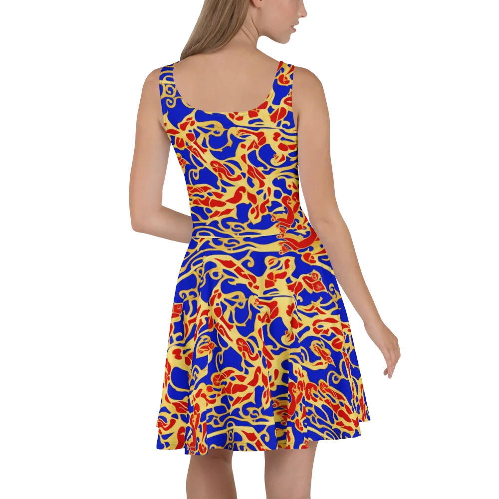 Royal Flame on Skater Dress — Back