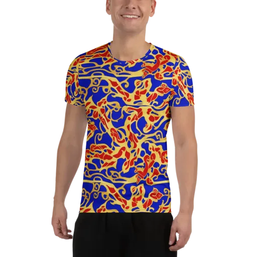 Royal Flame on a Men's Athletic T-Shirt