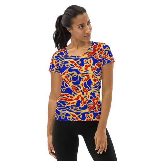 Royal Flame on a Women's Athletic T-Shirt