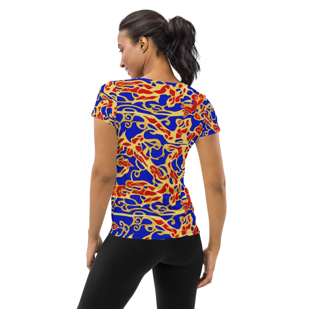 Royal Flame on Women's Athletic T-Shirt — Back
