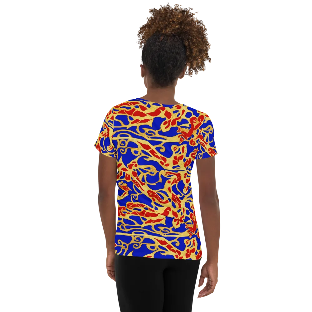 Royal Flame on Women's Athletic T-Shirt — Back