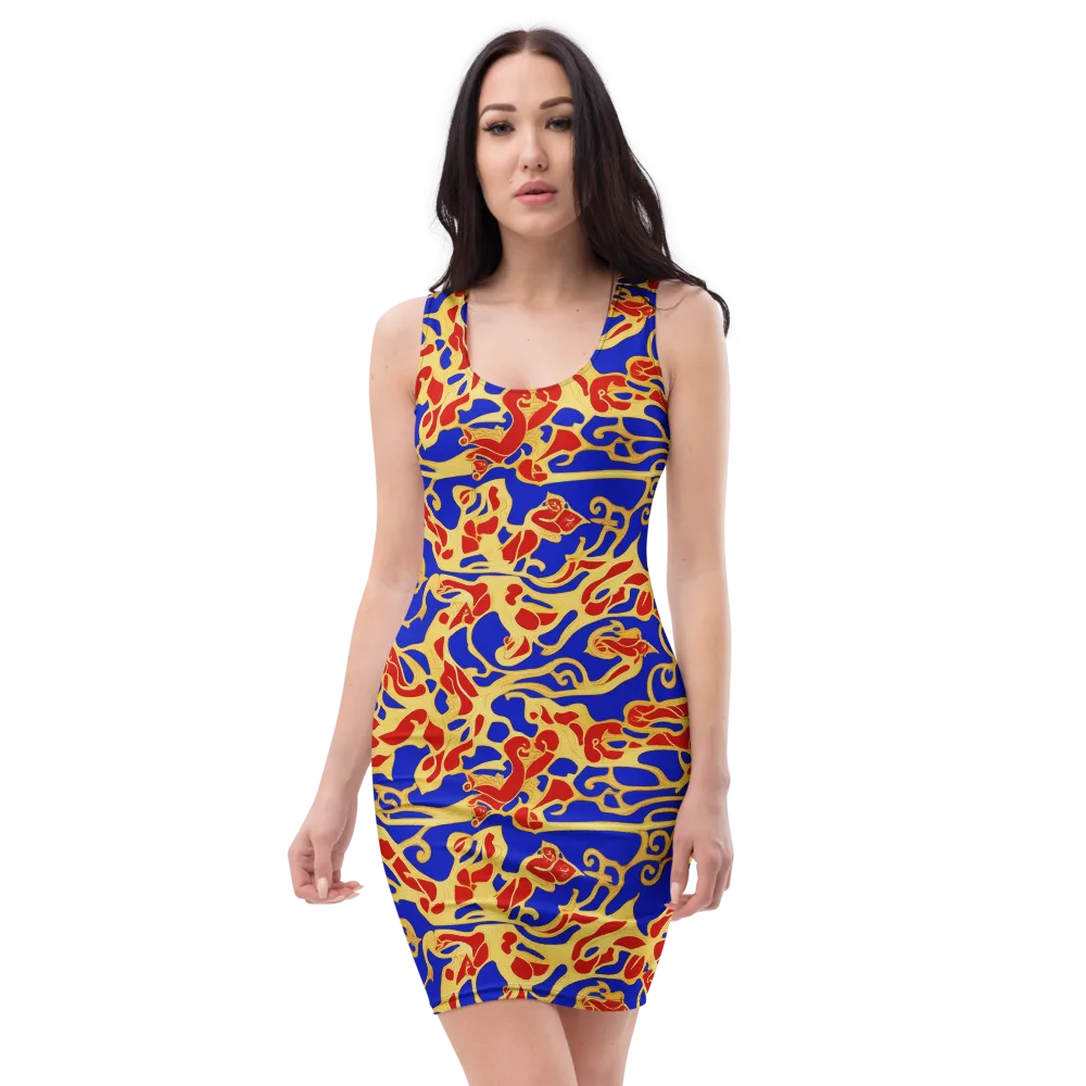 Royal Flame on Bodycon Dress — Front