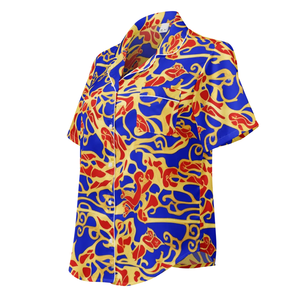 Royal Flame on Women's Short Sleeve Pajama Top — Left Front