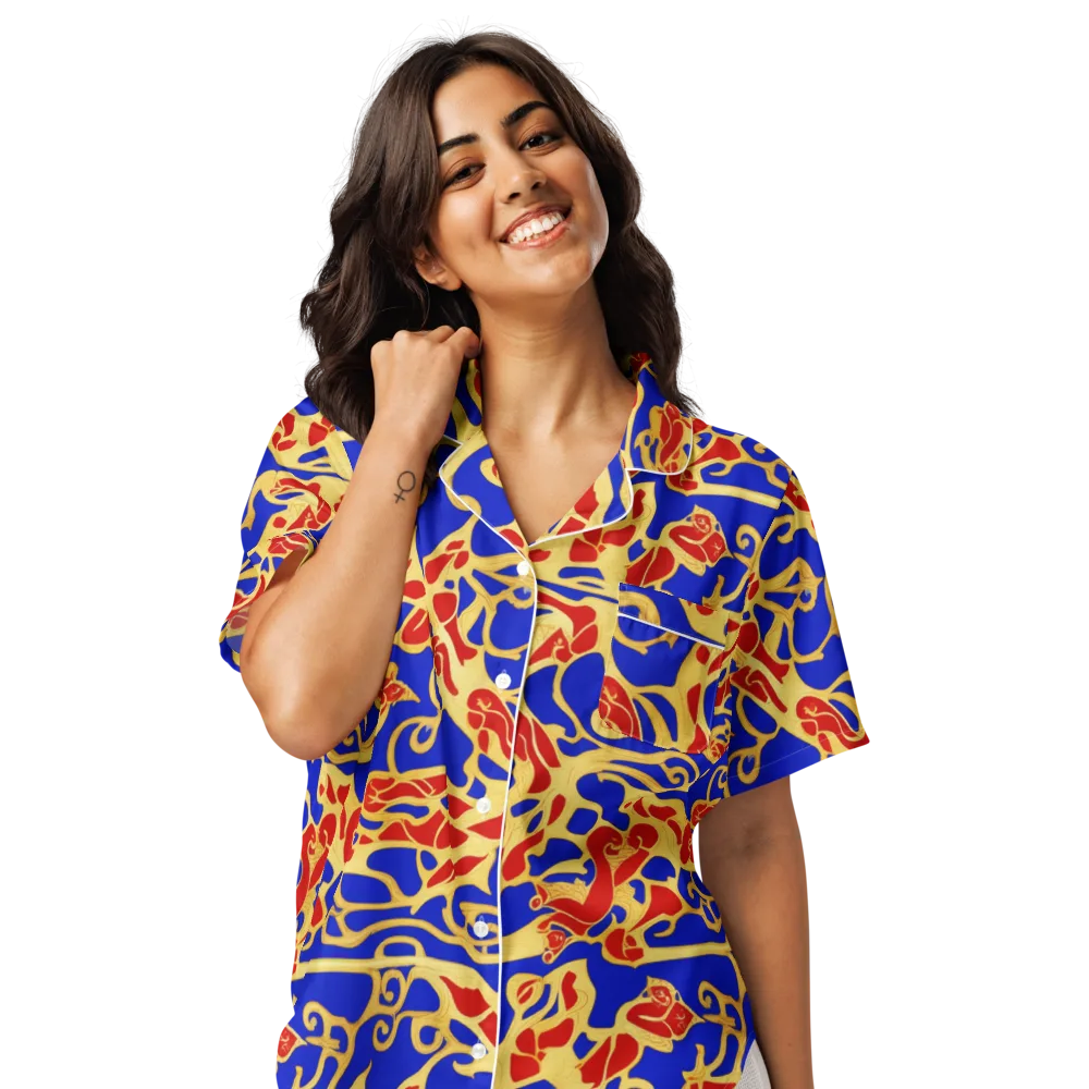 Royal Flame on Women's Short Sleeve Pajama Top — Front