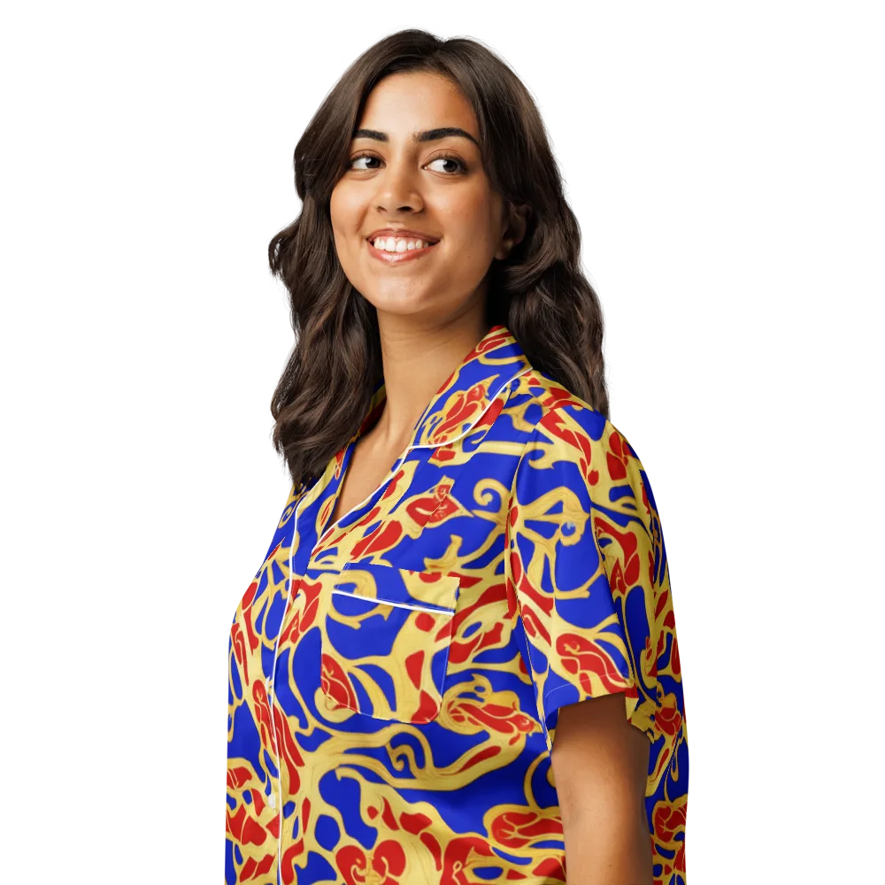 Royal Flame on Women's Short Sleeve Pajama Top — Left Front
