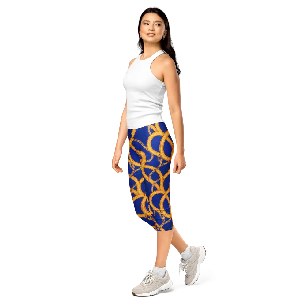 Cobalt Lariat on Capri Leggings — Left Front