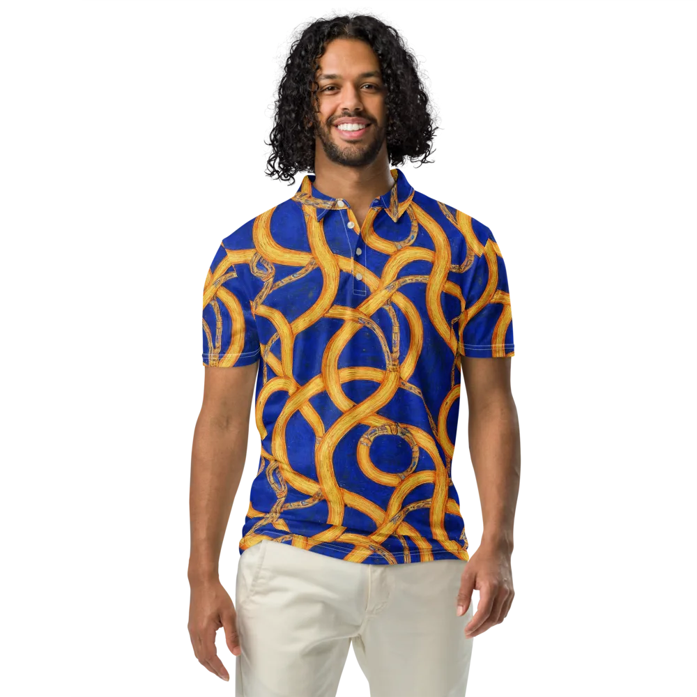 Cobalt Lariat on Men's Slim Fit Polo Shirt — Front