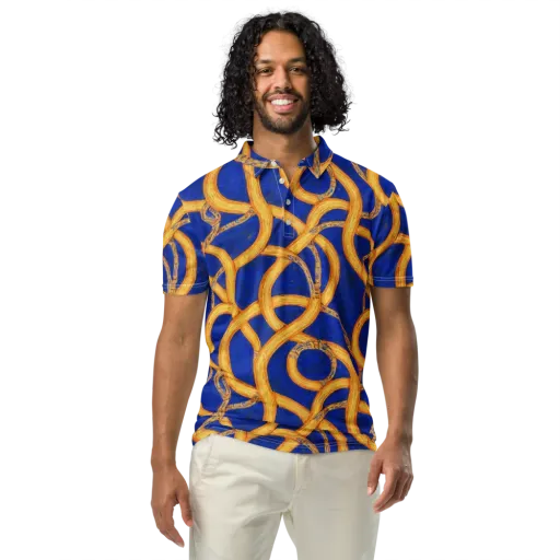 Cobalt Lariat on a Men's Slim Fit Polo Shirt